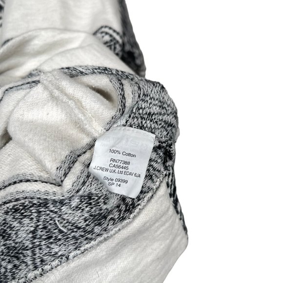 J. Crew Jacquard Sweatshirt Womens Small White Black Tapestry Lightweight 3/4 - Picture 7 of 10